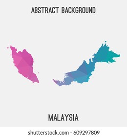 Malaysia map in geometric polygonal,mosaic style.Abstract tessellation,modern design background,low poly. Vector illustration.