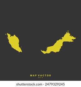 Malaysia map golden yellow color High Detailed on gray background. Abstract design vector illustration eps 10