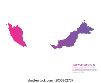 Color del gradiente del mapa de Malasia . sobre fondo blanco. 
