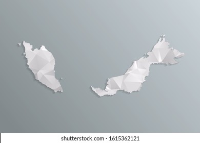 Malasia mapa gris en estilo poligonal sobre fondo oscuro. Ilustración vectorial aislada eps 10.