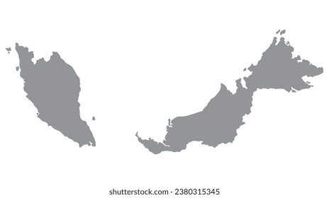 Malaysia map. Map of Malaysia in grey color 