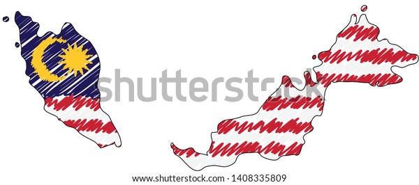 Malaysia Map Hand Drawn Sketch Vector Stock Vector (Royalty Free ...