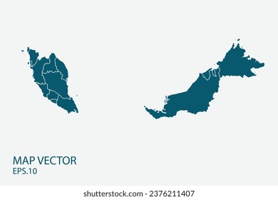 Malaysia map High Detailed on white background. Abstract design vector illustration eps 10