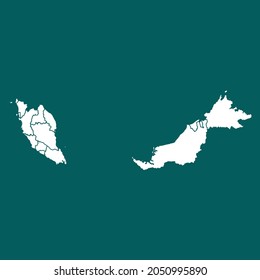 Malaysia map High Detailed. white color. on green background. Abstract design vector illustration eps 10