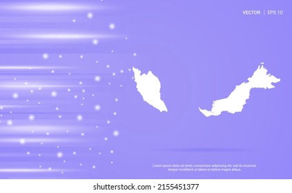 Malaysia map isolated on purple background. Vector Illustration.