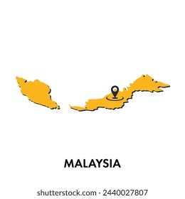 Malaysia map with location PIN isolated on white background, Concept of explore, and travel vector illustration design