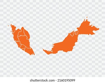 Malaysia Map orange Color on White Backgound  illustration eps 10