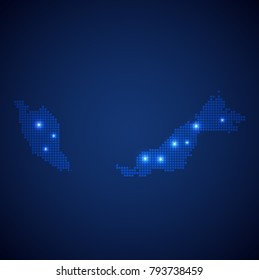 Malaysia map page symbol for your web site design Malaysia map logo, app, UI. Wire frame 3D mesh polygonal network line, design sphere, dot and structure. Malaysia map.vector illustration eps 10