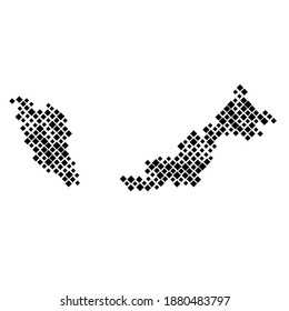 Malaysia Karte aus dem Muster von schwarzen Hombussen verschiedener Größen. Vektorgrafik.