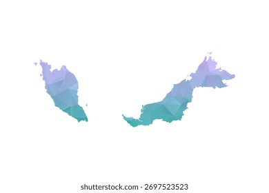 Malasia Mapa Polygon Style Vetor Ilustração em roxo e ciano Gradiente, baixo Poly Geometric Design, Isolado no fundo branco para infográficos e projetos.