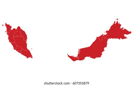 Malaysia map red color