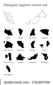 Malaysia map with shapes of regions. Blank vector map of the Country with regions. Borders of the country for your infographic. Vector illustration.