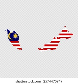 Malaysia map silhouette with flag.