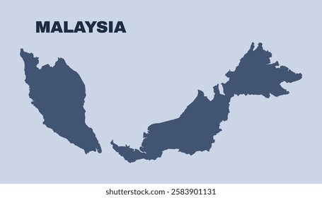 Malaysia map simple flat vector