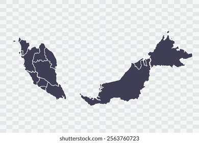 Malaysia Map Slate Color on White Background quality files Png