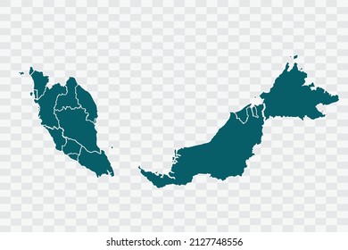 Malaysia Map Teal Green Color on Backgound png