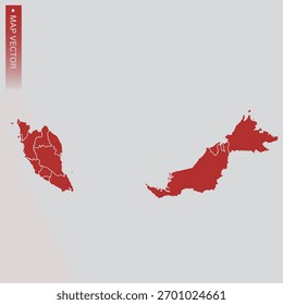 Malasia mapa vetor, Vetor de design abstrato ilustração Eps 10. indigo vermelho color.High Detalhado no fundo branco.