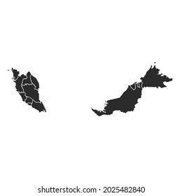 Malaysia map vector, dark color.isolated on transparent background. 