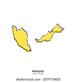 Malaysia map vector illustration template design. Outline style.
