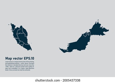 Malaysia map vector. isolated on light gray background