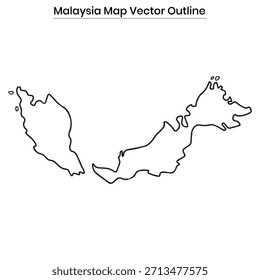 Malaysia Map Vector Outline Country Border