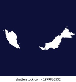 Malaysia map vector. white color on blue background.