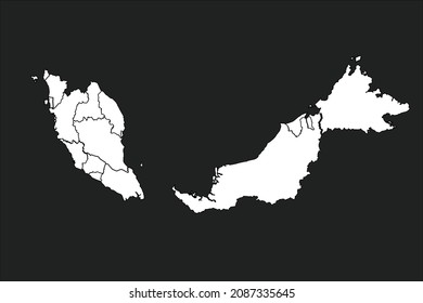 Mapa malayo de color blanco sobre fondo negro