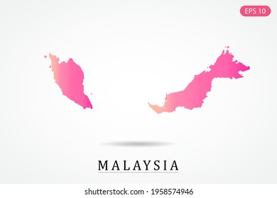 Malaysia Map - World Map International vector template with Pink gradient color isolated on white background - Vector illustration eps 10
