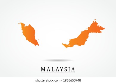 Malaysia Map - World Map International vector template with Orange gradient color isolated on white background - Vector illustration eps 10