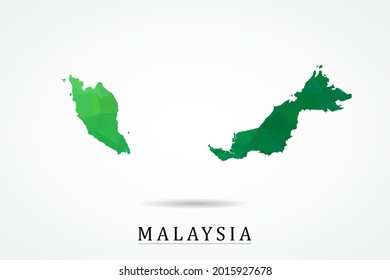 Malaysia Map - World Map International vector template, low polygon style with green color isolated on white background - Vector illustration eps 10