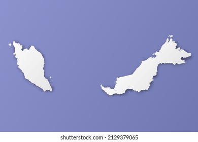 Mapa de Malasia - Mapa mundial Planilla vectorial internacional con estilo de papel que incluye sombra y color blanco sobre fondo morado para diseño, infografía, banner - Ilustración vectorial eps 10