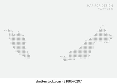Mapa de Malasia - Mapa mundial Planilla vectorial internacional con píxel gris, rejilla, grunge, estilo de medio tono aislado en fondo blanco para educación, infografía, diseño - Ilustración vectorial eps 10