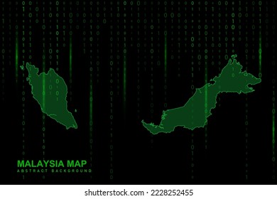 Mapa de Malasia - Mapa Mundial Plantilla vectorial Internacional con fondo de código binario en matriz que incluye luz para el diseño, sitio web, concepto de hacker - Ilustración vectorial eps 10