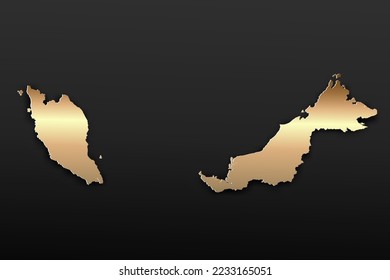 Malaysia Map - World map International vector template with 3D, gold luxury style including shadow on black background for design, education, website, infographic - Vector illustration eps 10