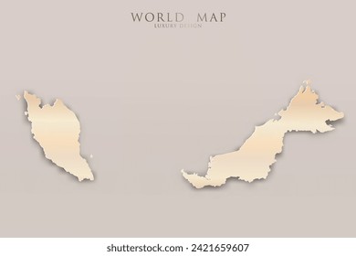 Mapa de Malasia - Mapa mundial Planilla vectorial internacional con 3D, diseño de lujo dorado incluyendo sombra sobre fondo brillante para diseño, educación, sitio web, infografía - Ilustración vectorial eps 10