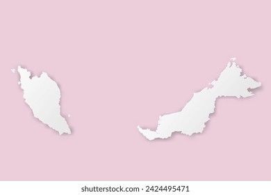 Malaysia Map - World map International vector template with paper cut style including shadow and white color on pink background for design, education, website - Vector illustration eps 10