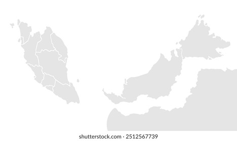 Malásia map.Modern mapa de vetor cinza. Mapa da silhueta