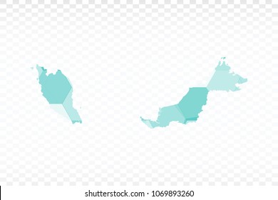 Malaysia map-Polygonal map is made of colorful hexagons using the gradient method. On a plain background. Vector illustration eps 10.