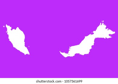 Malaysia map-White map on purple background. Each city and border has separately. Vector illustration eps 10.