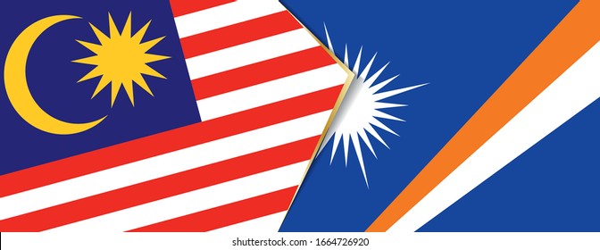 Malaysia and Marshall Islands flags, two vector flags symbol of relationship or confrontation.
