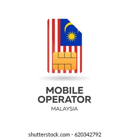 Malaysia mobile operator. SIM card with flag. Vector illustration