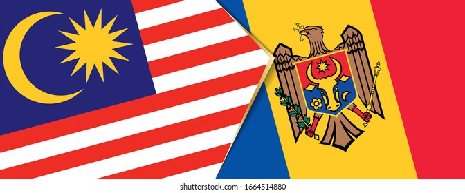 Malaysia and Moldova flags, two vector flags symbol of relationship or confrontation.