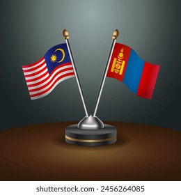 Malaysia and Mongolia table flags relation with gradient backgrund