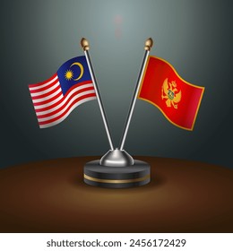 Malaysia and Montenegro table flags relation with gradient backgrund