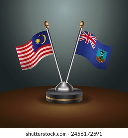 Malaysia and Montserrat table flags relation with gradient backgrund