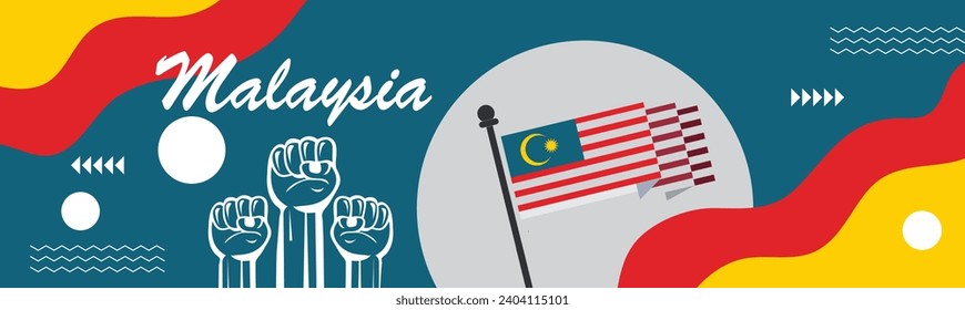 Malaysia National day or Hari Merdeka banner ,Happy holiday. Independence and freedom day. Celebrate annual.banner, template, background. Vector illustration.eps