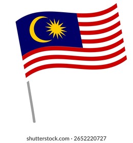 Bandeira nacional da Malásia flutters com mastro