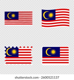 Malaysia national flag in four different styles.