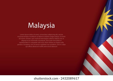 Malaysia national flag isolated on dark background with copyspace