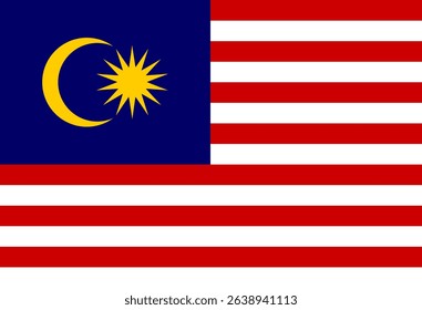 Malaysia National Flag - Jalur Gemilang with Crescent and 14 Point Star